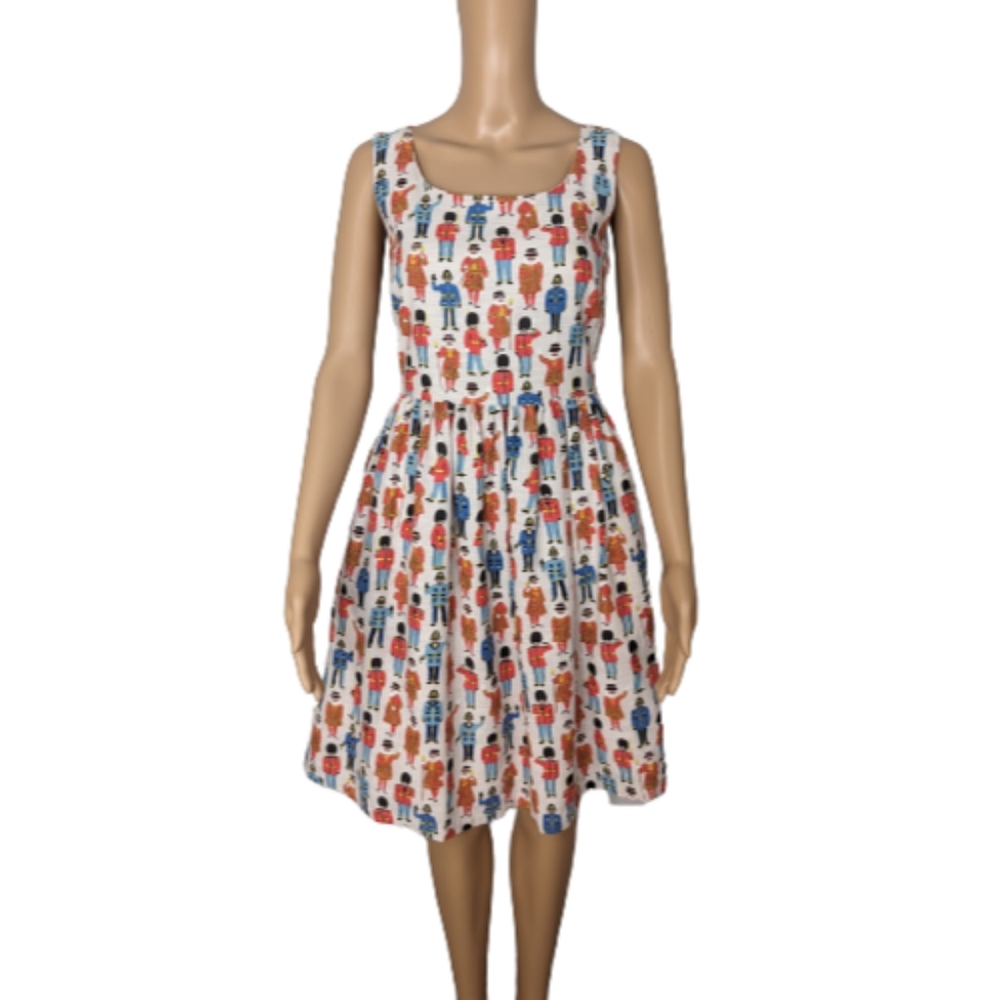 Cath Kidston London Guards Print Fit & Flare Dress UK 6